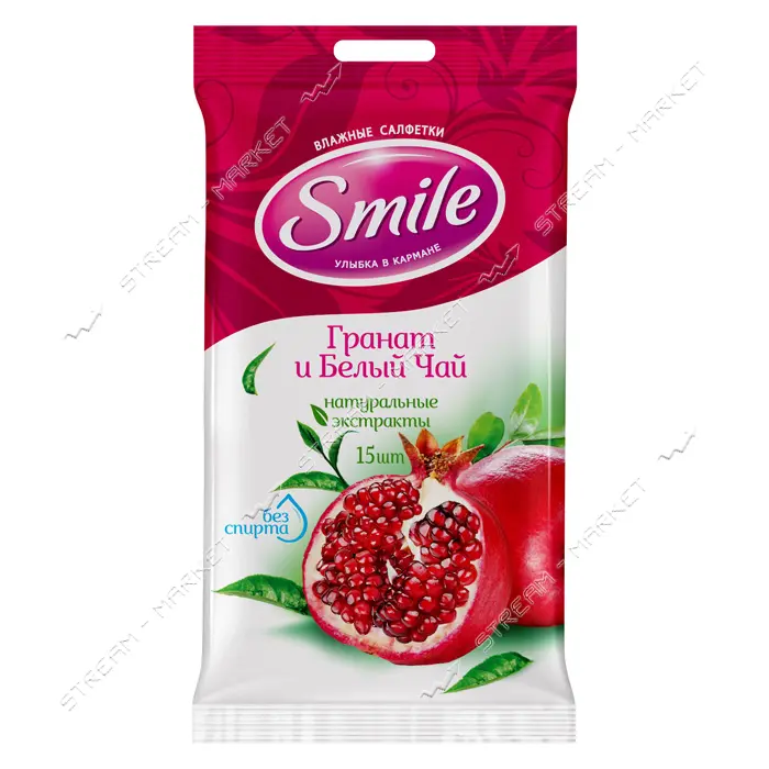 Салфетки влажные Smile Daily Гранат и Белый чай 15шт