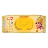 Салфетки влажные Smile Baby с экстрактом ромашки и алоэ 60шт