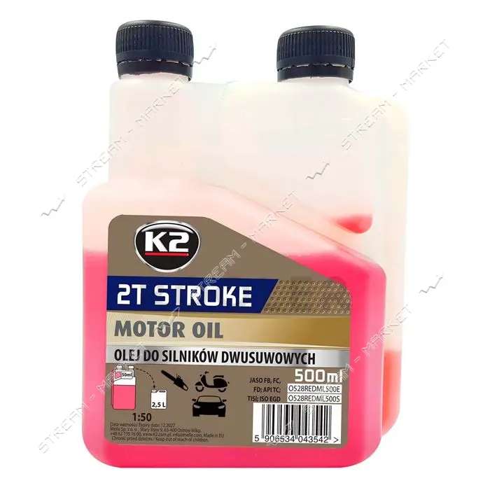 Масло моторное K2 O528REDML100E 2T STROKE MOTOR OIL RED 500мл