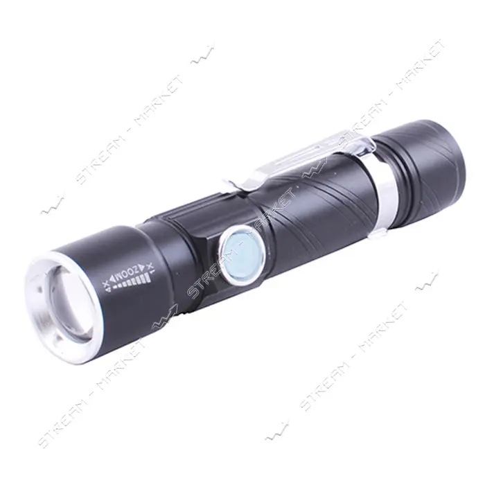 Фонарь Police 802-T6 ЗУ micro USB 1x18650 zoom зажим box                                            