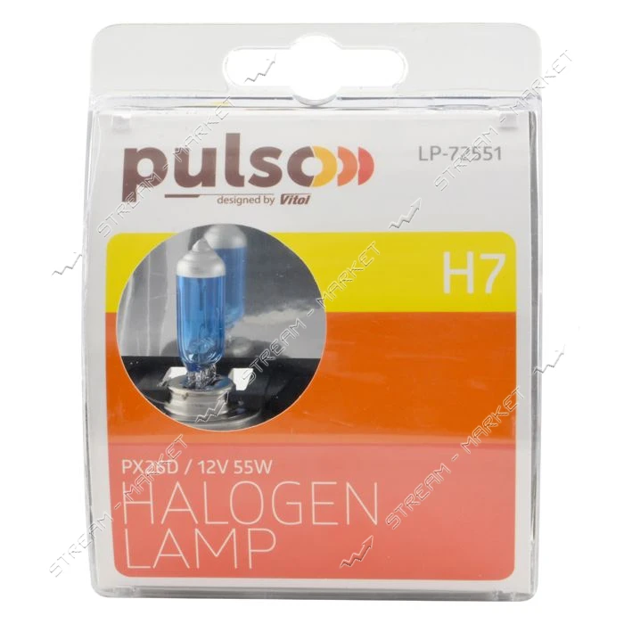 УЦЕНКА!Лампы галогенные PULSO H7/PX26D 12v55w super white брак упаковки