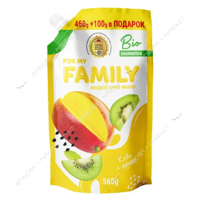 Крем-мыло For my Family Киви и манго жидкое дой пак 560мл