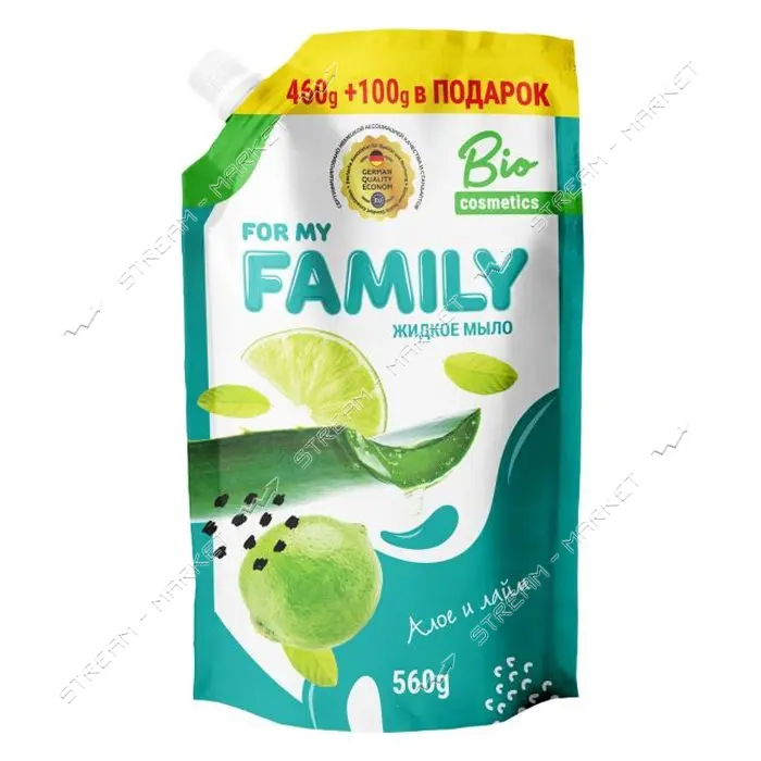Крем-мыло For my Family Алоэ и лайм жидкое дой пак 560мл