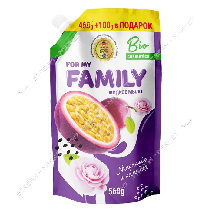 Крем-мыло For my Family Маракуйя и камелия жидкое дой пак 560мл                                     