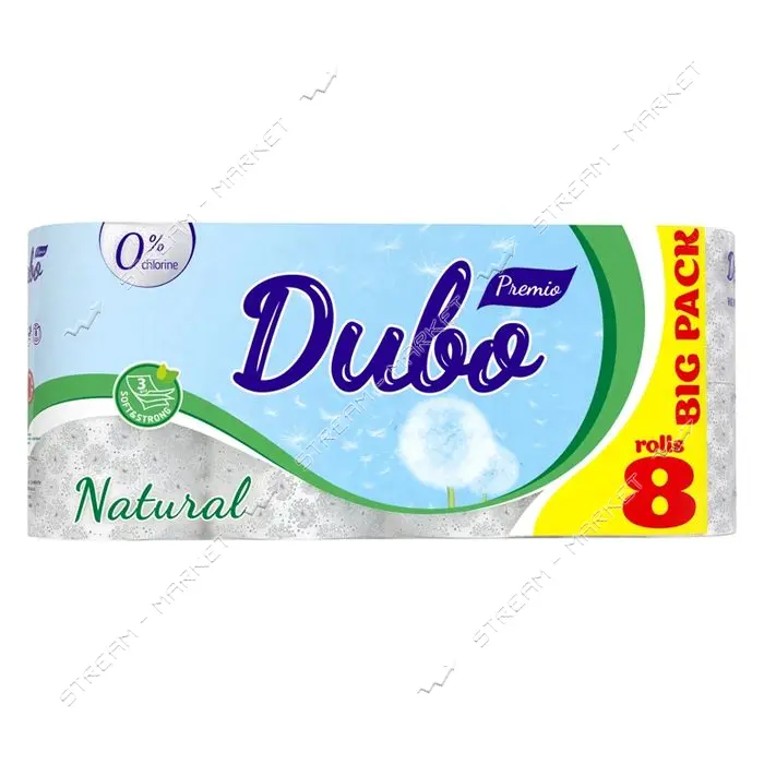 Туалетная бумага Диво Natural Premio 3 слоя белая 8 шт                                              