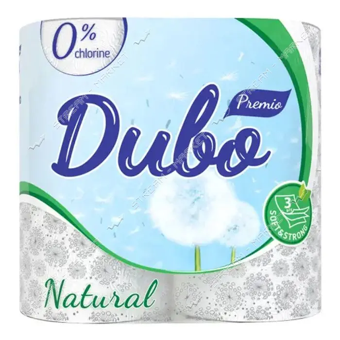 Туалетная бумага Диво Natural Premio 3 слоя белая 4 шт