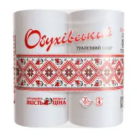 Туалетная бумага Обухов 120 отрывов 2 слоя Белая 4 шт                                               