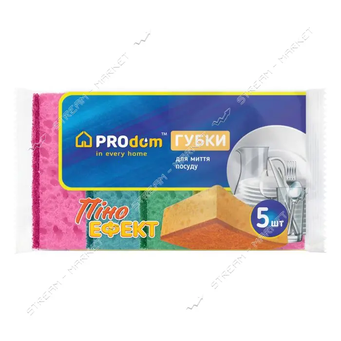 PRODOM Губка кухонная Пеноэффект 5шт (90*60*30)