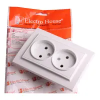 Розетка Electro House Enzo EH-2110 двойная без заземления внутренняя серия белая                    