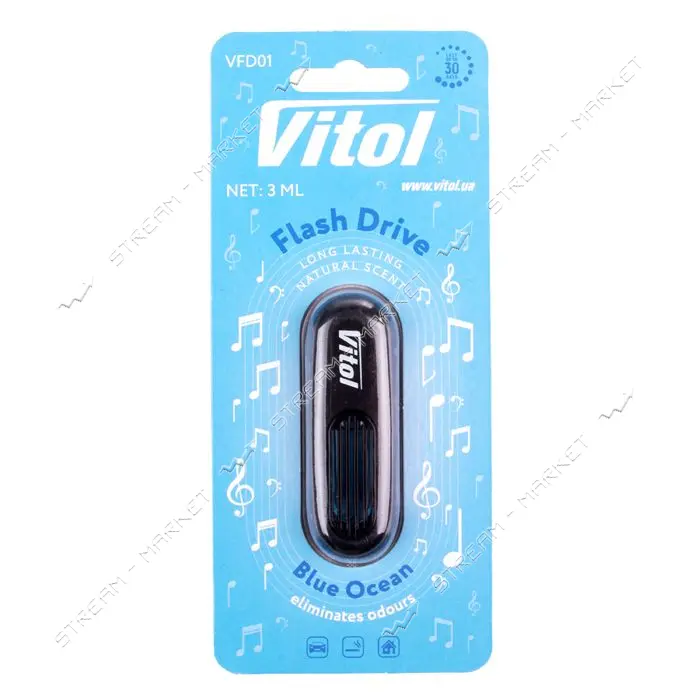 Освежитель воздуха Vitol на обдув Flash Drive Blue Ocean