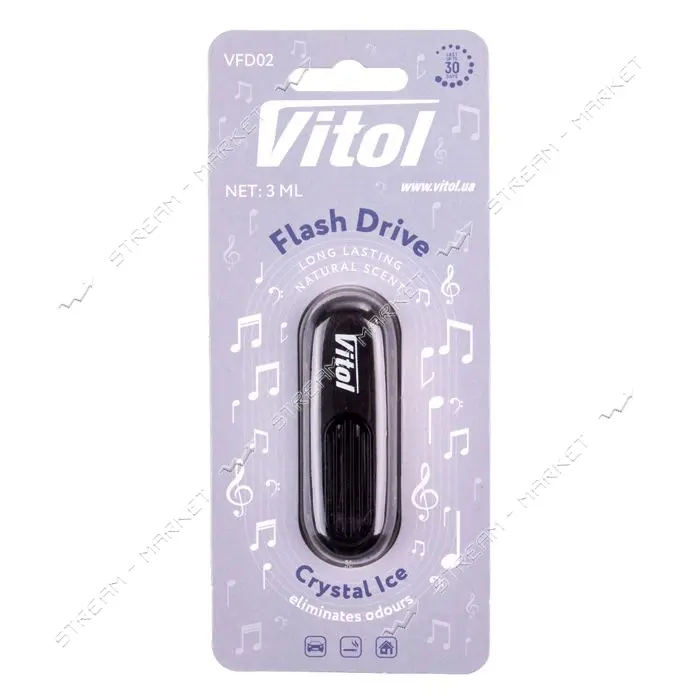 Освежитель воздуха Vitol на обдув Flash Drive Crystal Ice