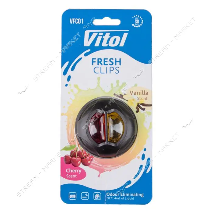 Освежитель воздуха Vitol на обдув Fresh Clips Cherry плюс Vanilla                                   