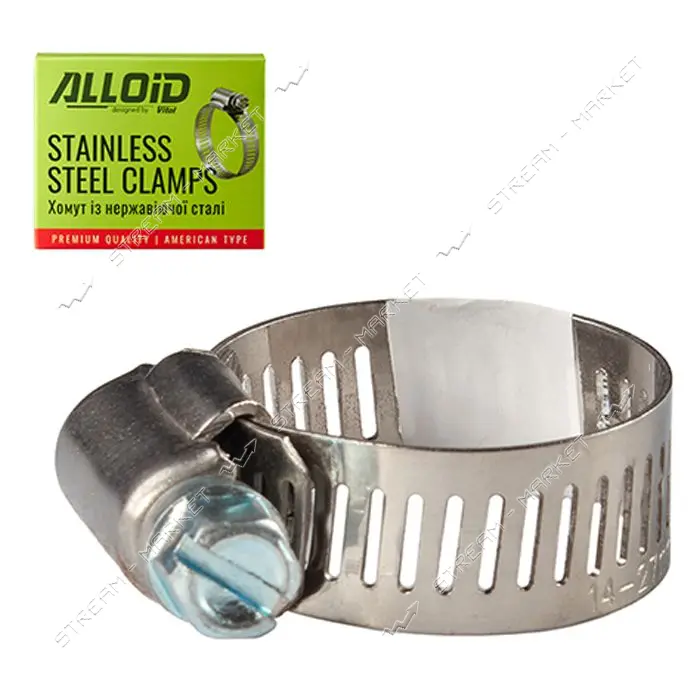 Хомут нержавейка Alloid 14-27 W2 10шт