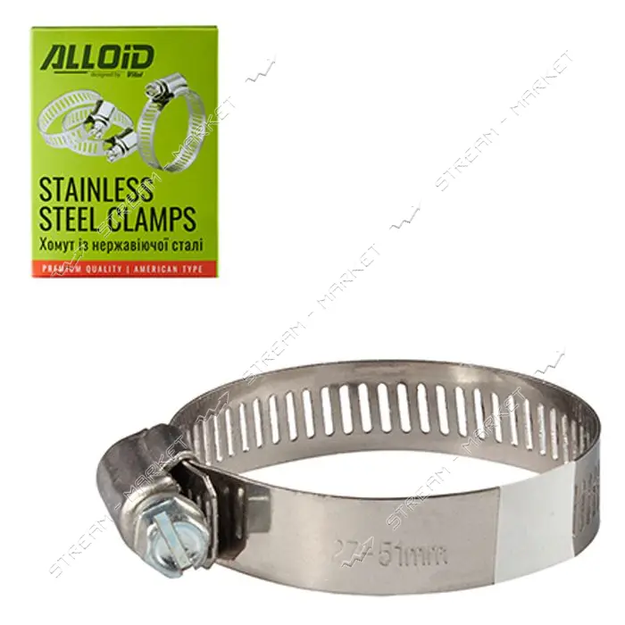 Хомут нержавейка Alloid 27-51 W2 10шт