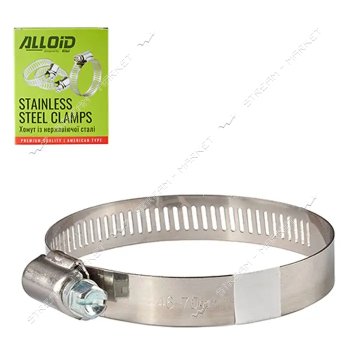 Хомут нержавейка Alloid 46-70 W2 10шт