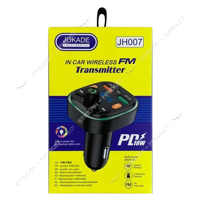 FM-трансмиттер Jokade JH007 18W/PD черный