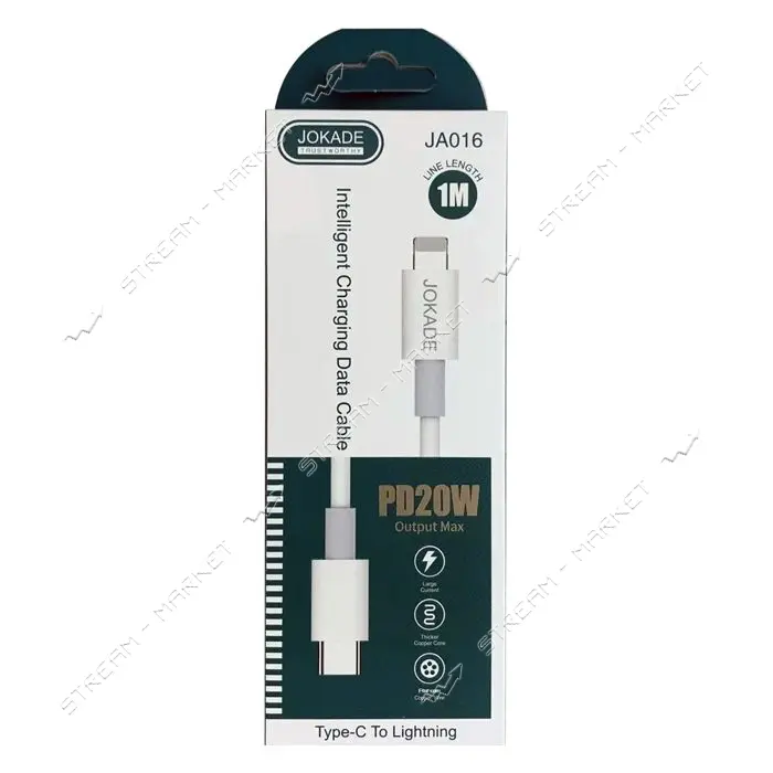 Кабель Jokade JA016 PD Type-C to Lightning 20W 1м белый                                             