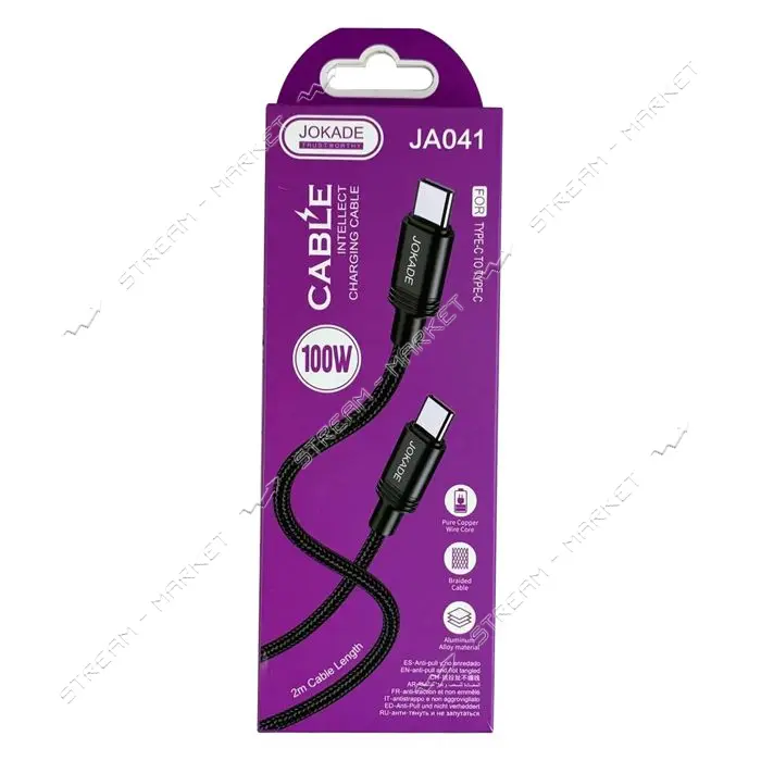 Кабель Jokade JA041 PD Type-C to Type-C 100W 2м черный