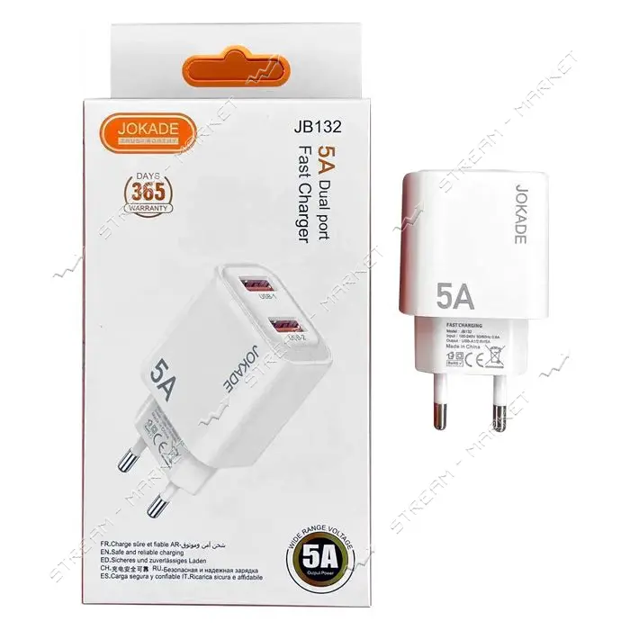 Сетевое зарядное устройство Jokade JB047/JB021 1USB/3А белое                                        