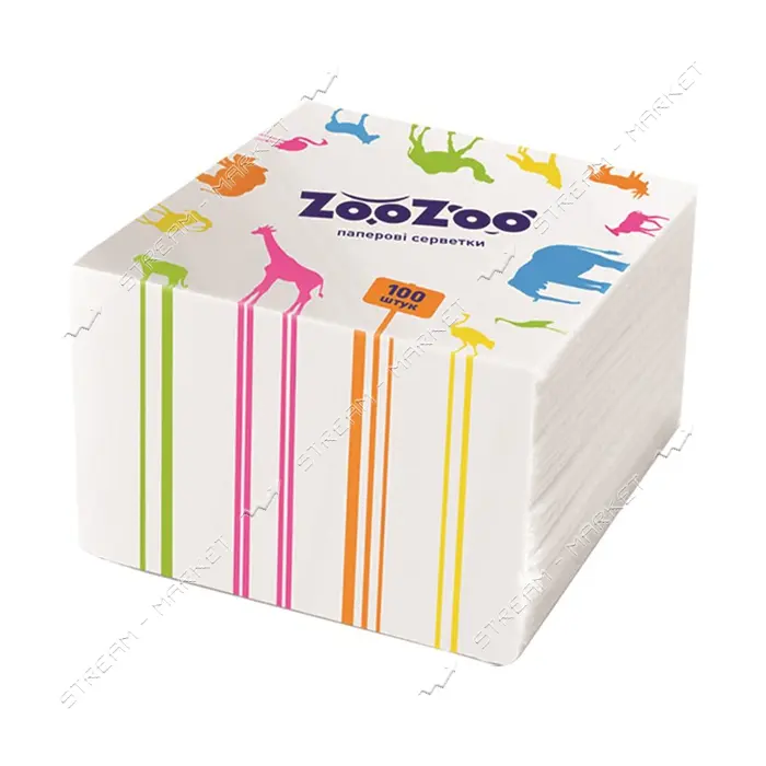 Салфетки столовые ZooZoo однослойные белые 24x23см 100шт                                            