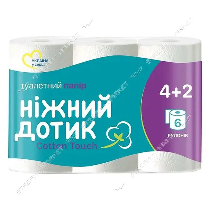 Туалетная бумага Нежное прикосновение 2 слоя 6 шт