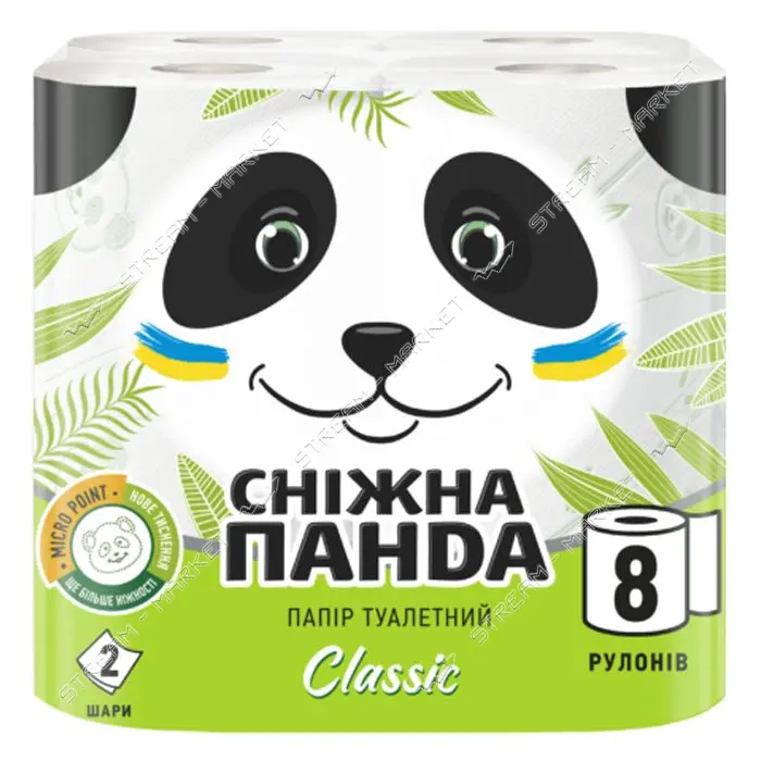 Туалетная бумага Снежная панда Classic 2 слоя 8 шт
