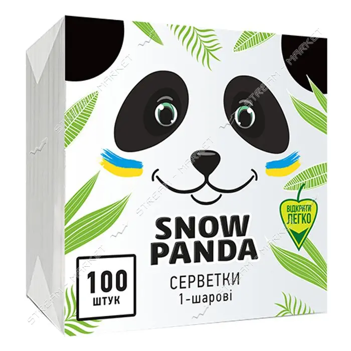 Салфетки столовые Снежная панда однослойные белые 24x24см 100шт