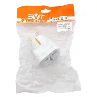 SVT Electric SVT-7369  Переходник "Англия" с заземлением 10/16А 250V, белый                         