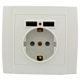 Розетка с заземлением Yaweitai YW-2530 2USB белая modern