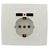Розетка із заземленням Yaweitai YW-2530 2USB біла modern                                            