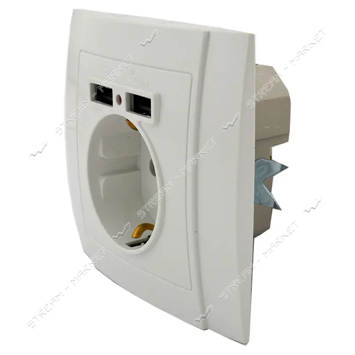 Розетка с заземлением Yaweitai YW-2530 2USB белая modern