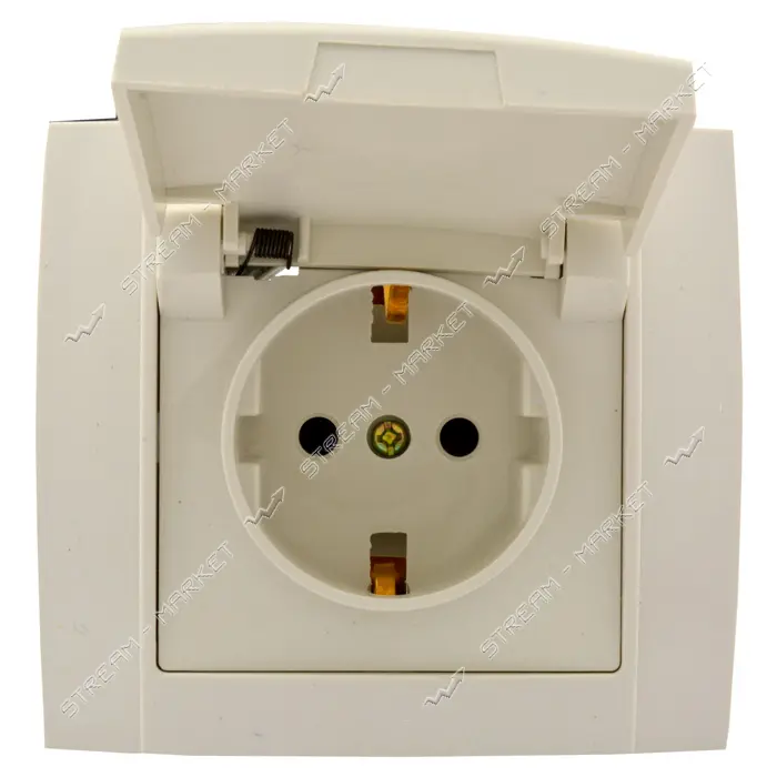 Розетка Yaweitai EW-2516 с заземлением и крышкой