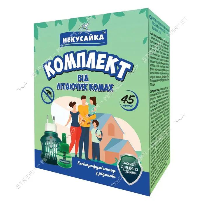 Комплект устройство плюс жидкость от комаров Некусайка стандарт без запаха 45ночей 30мл