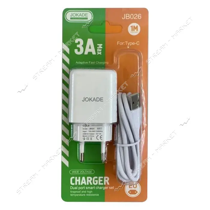 Сетевое зарядное устройство Jokade JB026 FC 3A USB-A плюс USB-A плюс USB Type-C белое
