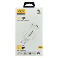 Сетевое зарядное устройство Aspor A809 65W PD QC 2 UCB C плюс USB A белый
