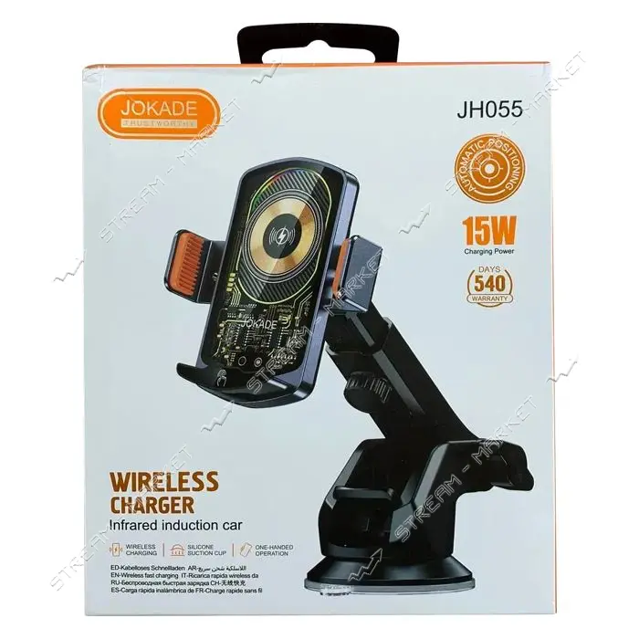Автодержатель Jokade JH055 15W Wireless Charging черный                                             