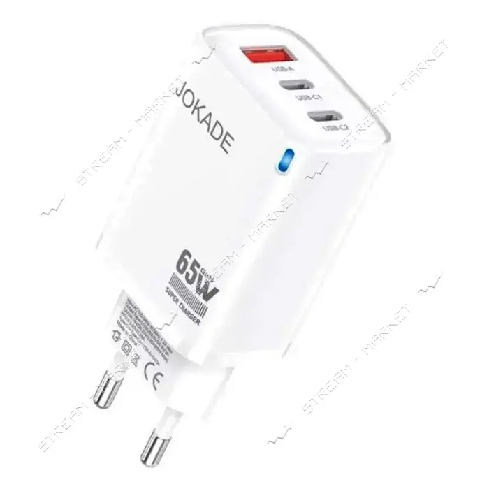 Сетевое зарядное устройство Jokade JB101 PD 65W USB-A плюс 2USB-C белый                             