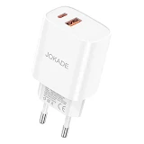 Сетевое зарядное устройство Jokade JB111 PD 45W плюс 22.5W USB-A плюс USB-C белый