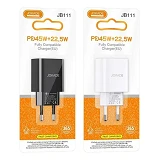 Сетевое зарядное устройство Jokade JB111 PD 45W плюс 22.5W USB-A плюс USB-C белый