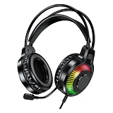 Проводные накладные наушники Jokade с микрофоном JD064 Led RGB черный                               