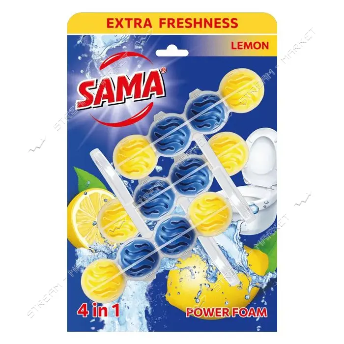 Блок для очистки унитаза SAMA Лимон 3х65г