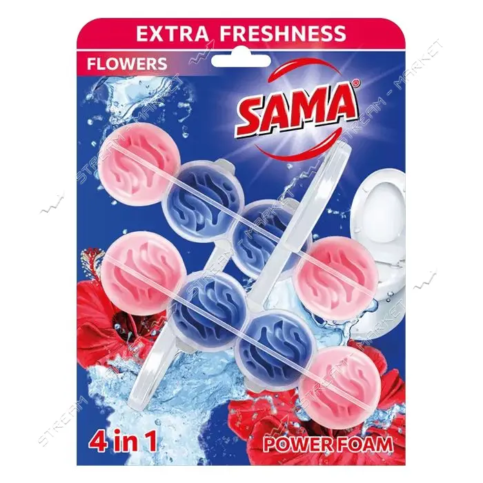 Блок для очистки унитаза SAMA Цветочная свежесть 2х65г                                              