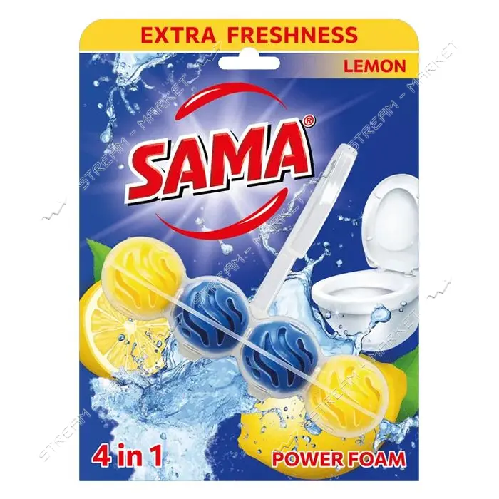 Блок для очистки унитаза SAMA Лимон 1х65г                                                           