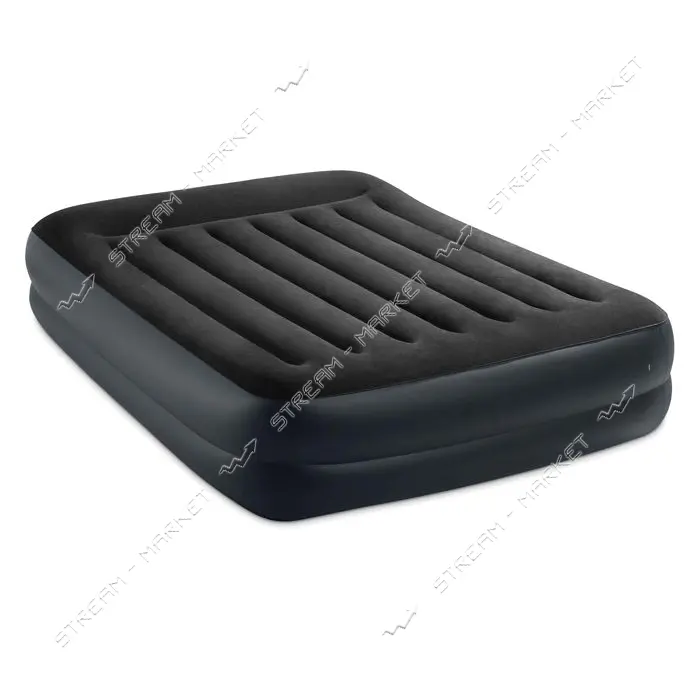 Надувной матрас Intex двухместный Pillow Rest Raised 152х203х42см встроенный электронасос 64124     