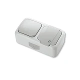 Блок выключатель/розетка с заземлением Viko 5581 Palmiye Water Proof серый