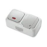 Блок выключатель с подсветкой/розетка с заземлением Viko 5599 Palmiye Water Proof серый