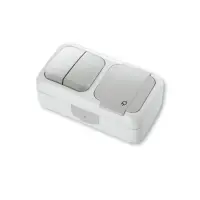 Блок выключатель двухклавишный/розетка с заземлением Viko 5582 Palmiye Water Proof                  