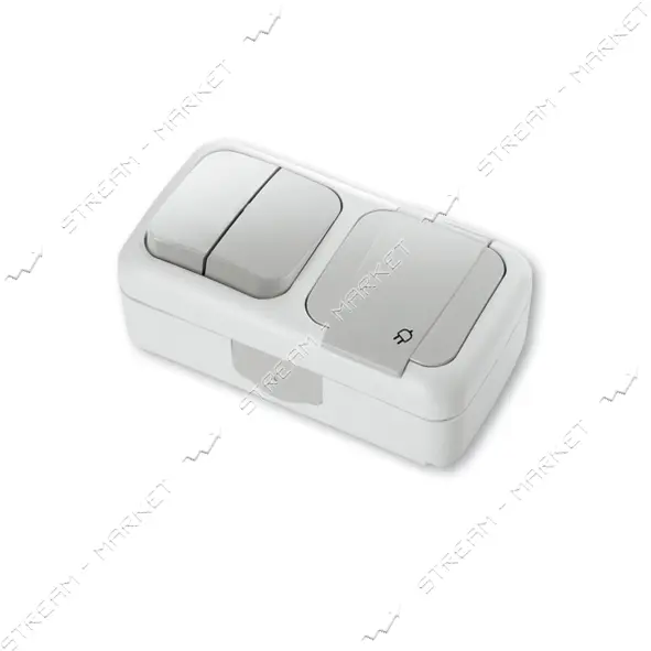 Блок выключатель двухклавишный/розетка с заземлением Viko 5582 Palmiye Water Proof