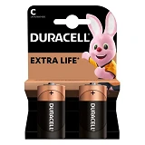 Батарейка Duracell щелочная С/LR14 средний бочонок 2шт блистер оригинал