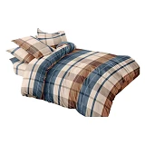 Постельное белье Textile House бязь 65 180х210см двухспальное шотландская клетка бежево-синий